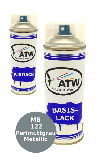 Autolack für Mercedes Benz 122 Perlmuttgrau Metallic +400ml Klarlack Set